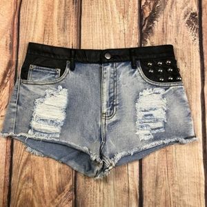Forever 21 High Waisted Denim Distressed Shorts
